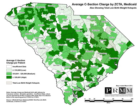 Map of Average C-Section Changes