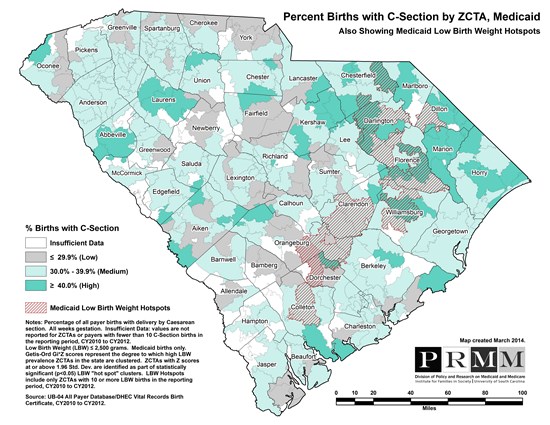 Click for a pdf of the map of Percent of Births with C-Sections